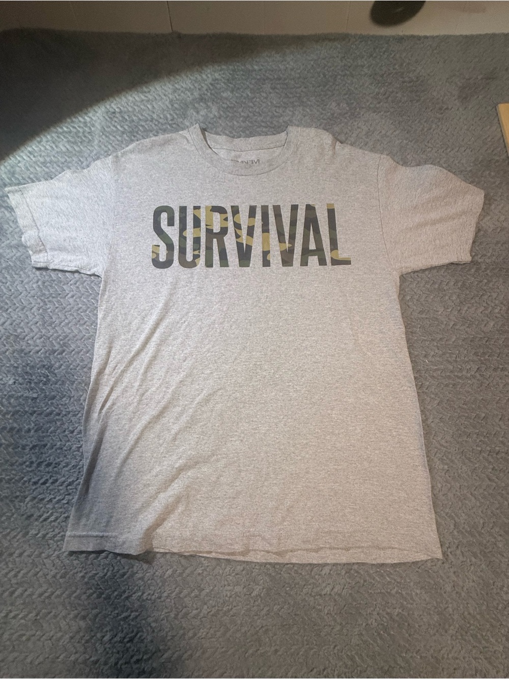 Men’s Gray SURVIVAL Graphic Tee - Short Sleeve Casual Shirt